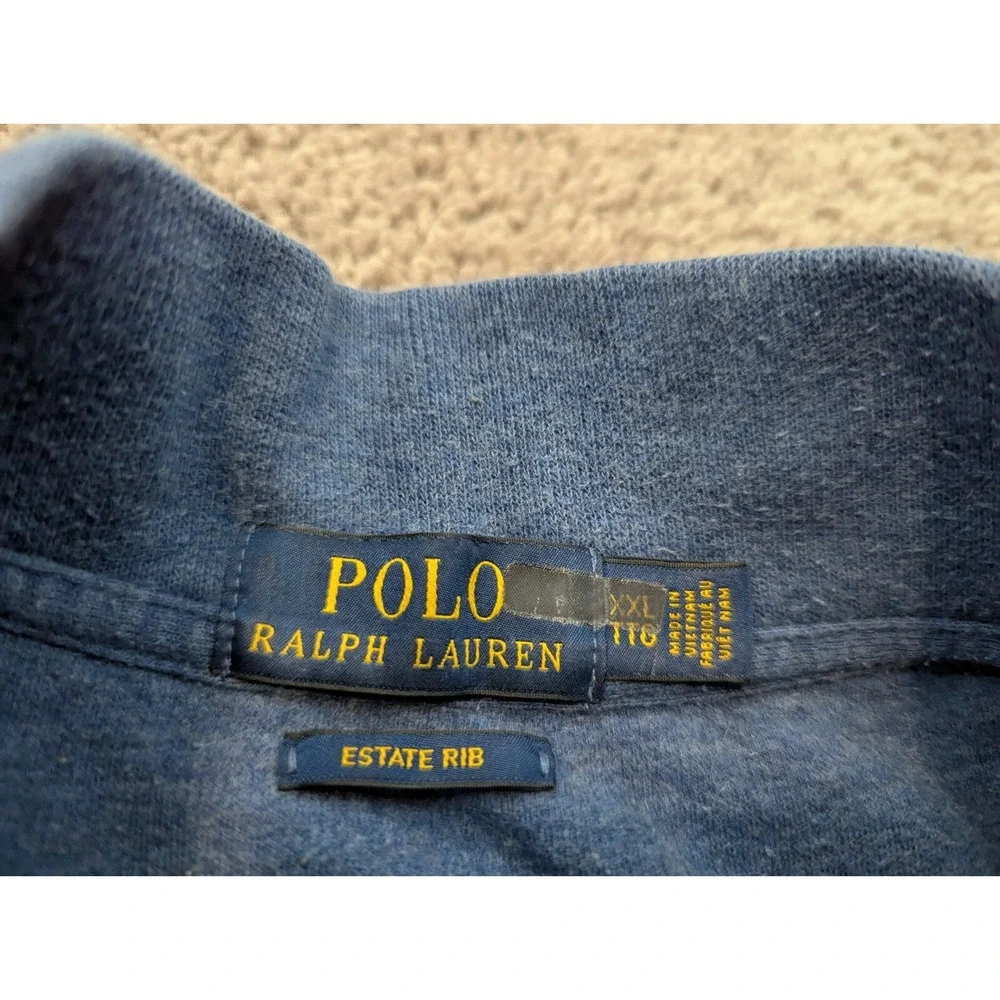 Polo Ralph Lauren‎ Sweatshirt Mens XXL Pullover Estate Rib Blue 1/4 Zip